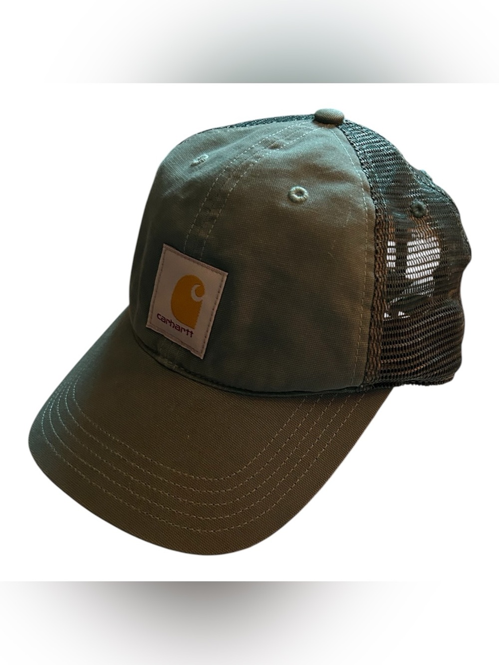Carhartt Men's Green Adjustable Mesh-Back Trucker Baseball Hat Cap